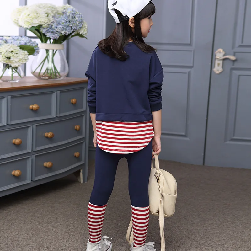 Коллекция 2017 года осенне-зимний детский комплект одежды для девочек футболка в