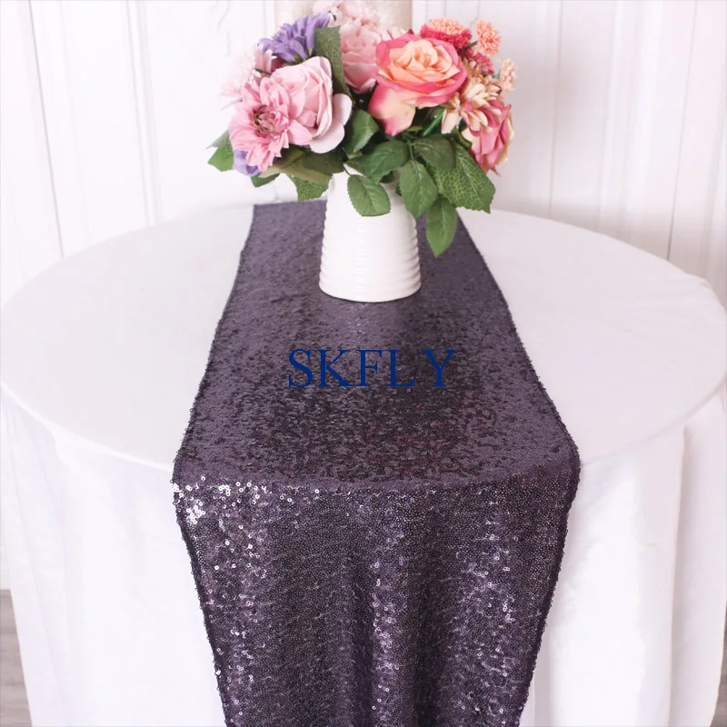 RU046A New color free shipping Wedding fancy beaded plum dark purple sequin table runner | Дом и сад