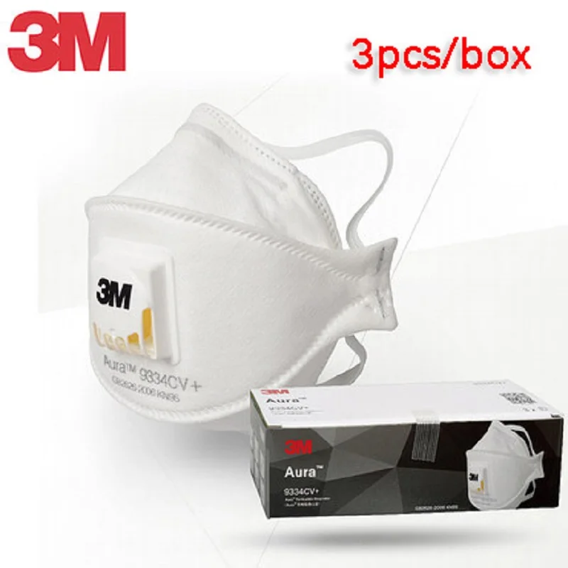 3M маска Aura 9334 KN95 Пыленепроницаемая противотуманная и Anti-PM2.5 для езды на велосипеде и путешествий Пылезащитная Маска 3 шт масок в коробке