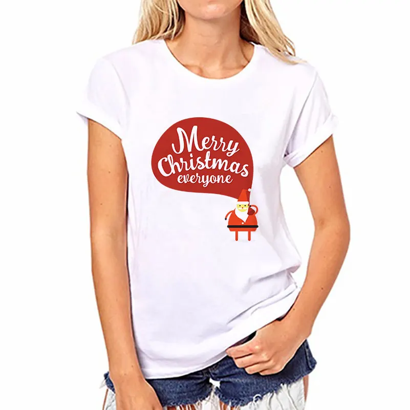 Рождественская футболка женская в стиле Харадзюку Милые Забавные футболки топы