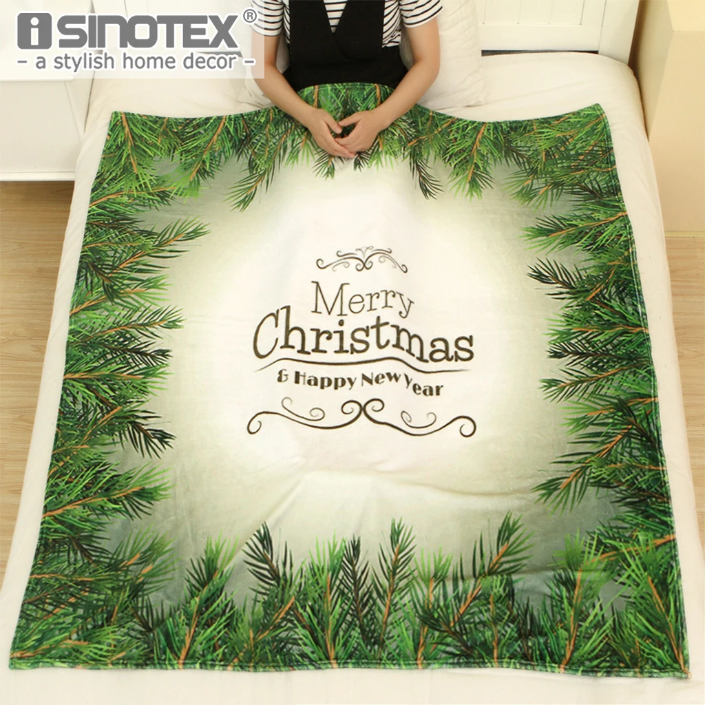 

New Year Gift Flannel Fleece Fabric Christmas Decoration Blanket Warm Comfort Soft Bedroom Home Textile 10 Colors 3 Sizes 1 PCS