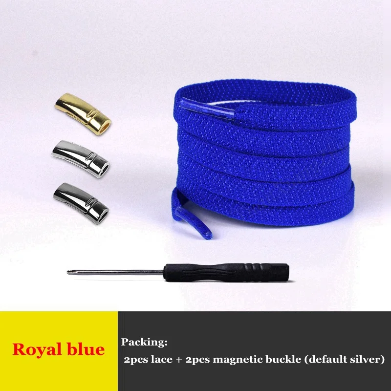 Royal blue Эластичные магнитные фиксирующие шнурки креативные 1 секунда быстро не завязываются шнурки для обуви Детские Взрослые Унисекс Спортивные туфли со шнурками шнурки для обуви - Цвет: Royal blue