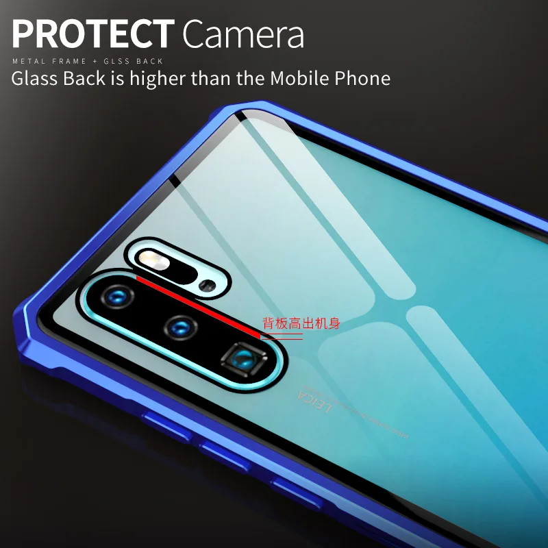 Чехол из закаленного стекла для Huawei P30 Pro Роскошный металлический чехол Lite