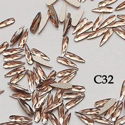 C32 Brown Мода 3D дизайн ногтей длинная водяная капля необычной формы алмазного хрусталя плоская задняя сторона Стразы Украшения блестящие ногти аксессуары - Цвет: C32 Brown