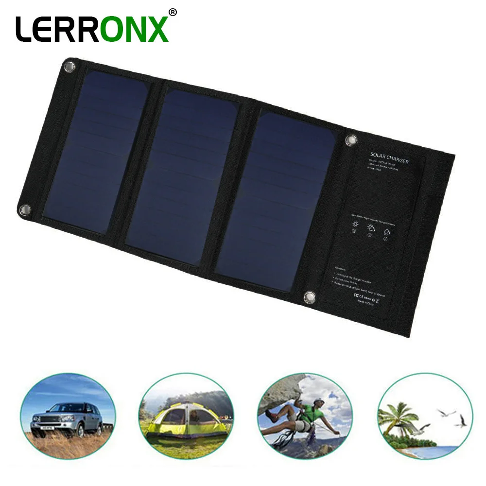 LERRONX 21 Вт 3.5A 5 в Sunpower портативная солнечная панель водонепроницаемые складные панели солнечных батарей зарядное устройство для мобильного телефона Открытый Кемпинг