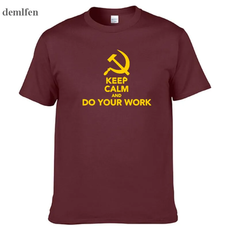 Новинка модные Забавные футболки CCCP с надписью на русском языке Keep Calm And Do Your Work