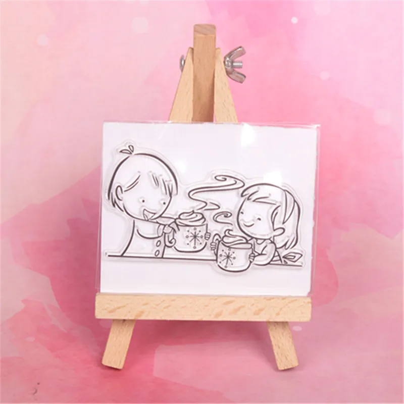 Кофе мальчик девочка прозрачный чистый силикон штамп/печать для DIY