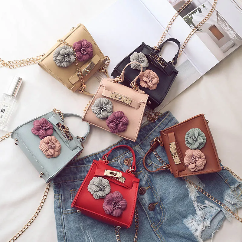 2017 Новая модная женская Мини Цветочная сумка на плечо с цепью маленькая через