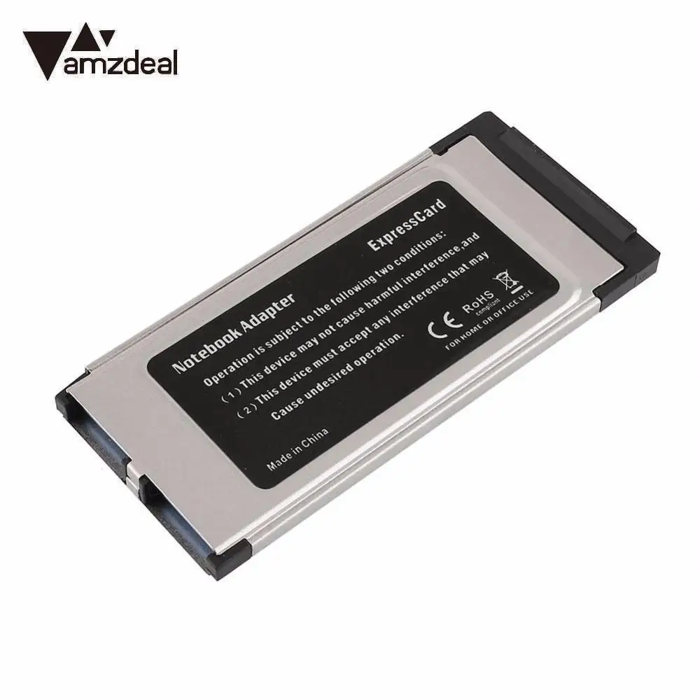 AMZDEAL супер-Speed Express Card ExpressCard 34 мм двойной устройство работающее от прикуривателя с 2 портами USB 3,0 Карты BC628 для ноутбука