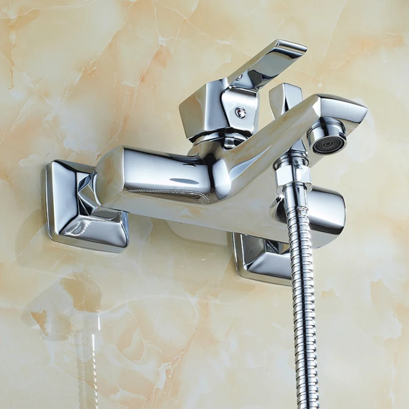 

BECOLA Simple Bathroom Shower Set Chrome Brass Bathtub Faucet Wall Mounted Shower Faucet kit B-9606
