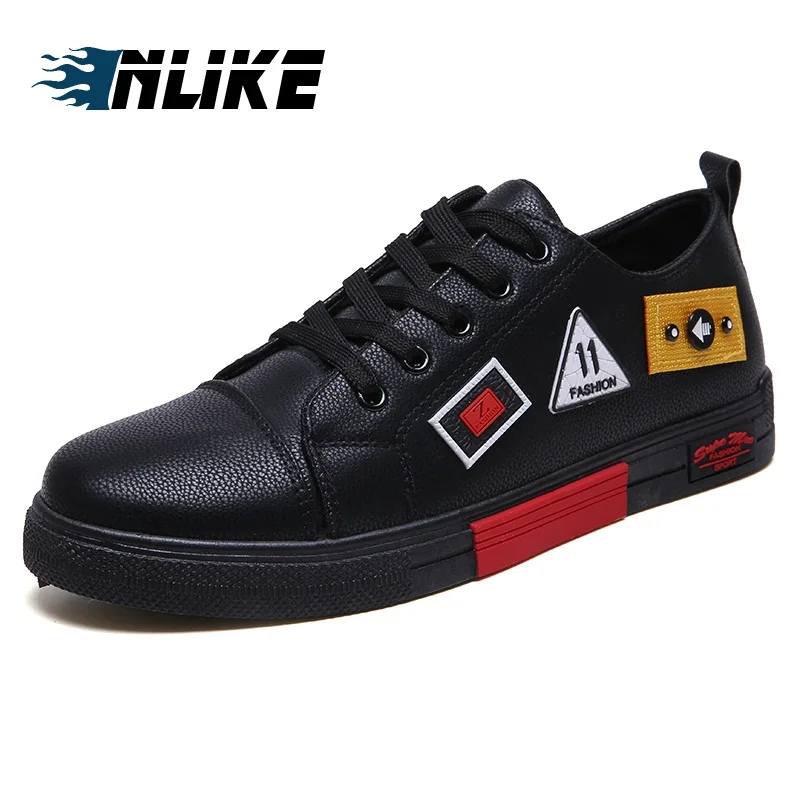 INLIKE PU Leather Lace Up Fashion Sneakers Board Shoes Spring/Autumn Breathable Men Designer for |