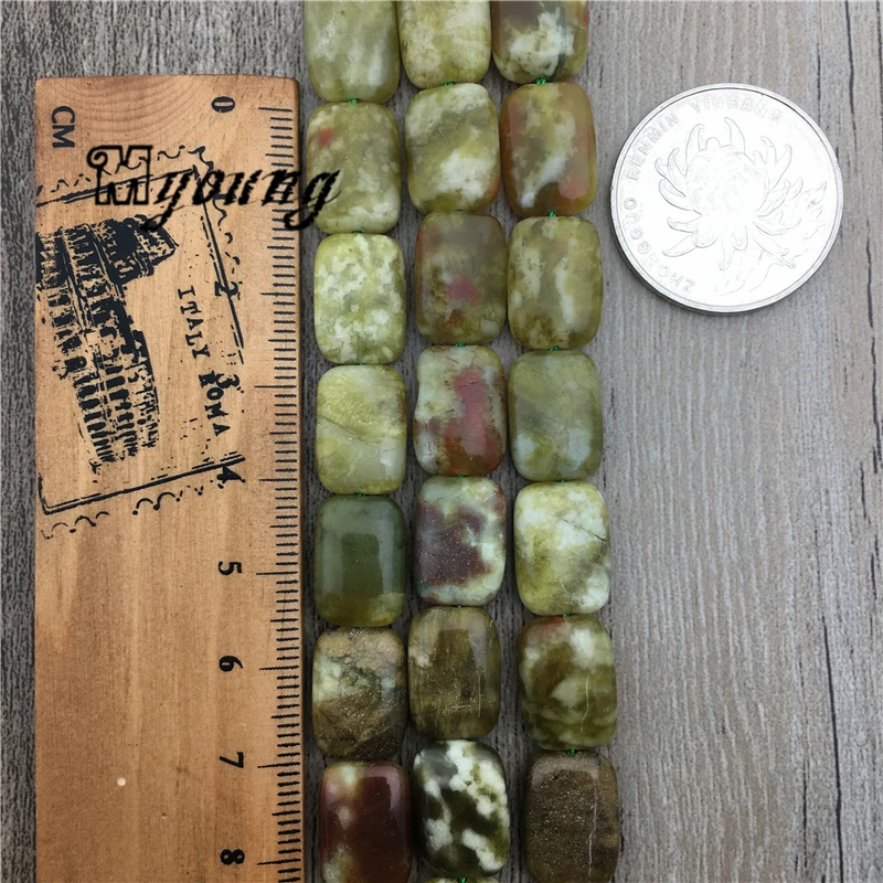 Прямоугольные бусины с зеленым драконом натуральный драгоценный камень