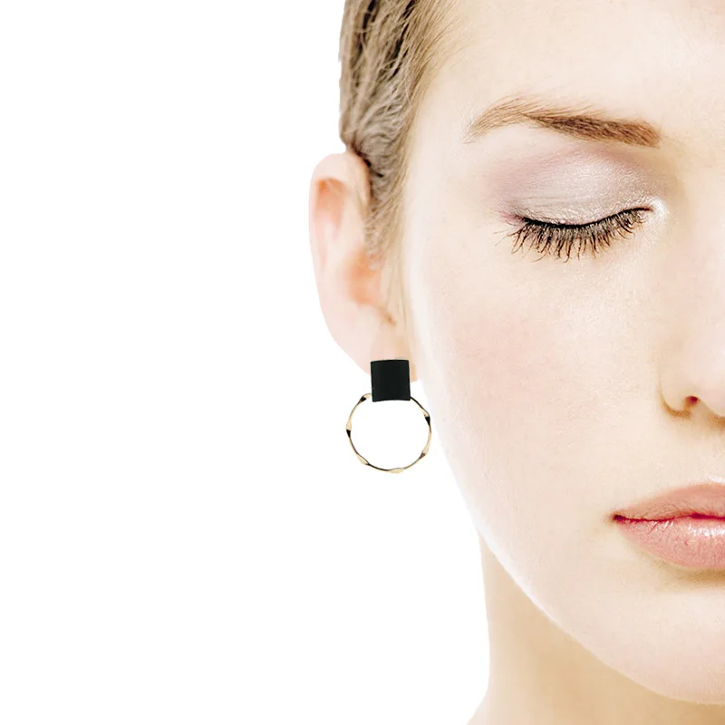 

Simple Acrylic Earrings Gold Geometric Round Drop Earrings Green Trendy Earrings For Women 2019 Modern Fashion Female Jewelry