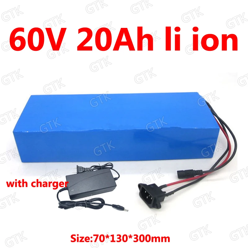 ГТК по индивидуальному заказу 60V 20Ah литий-ионный Батарея 60v BMS Li-ion для 1800 Вт citycoco скутер велосипед замена свинцово-кислотная+ 3A зарядное устройство