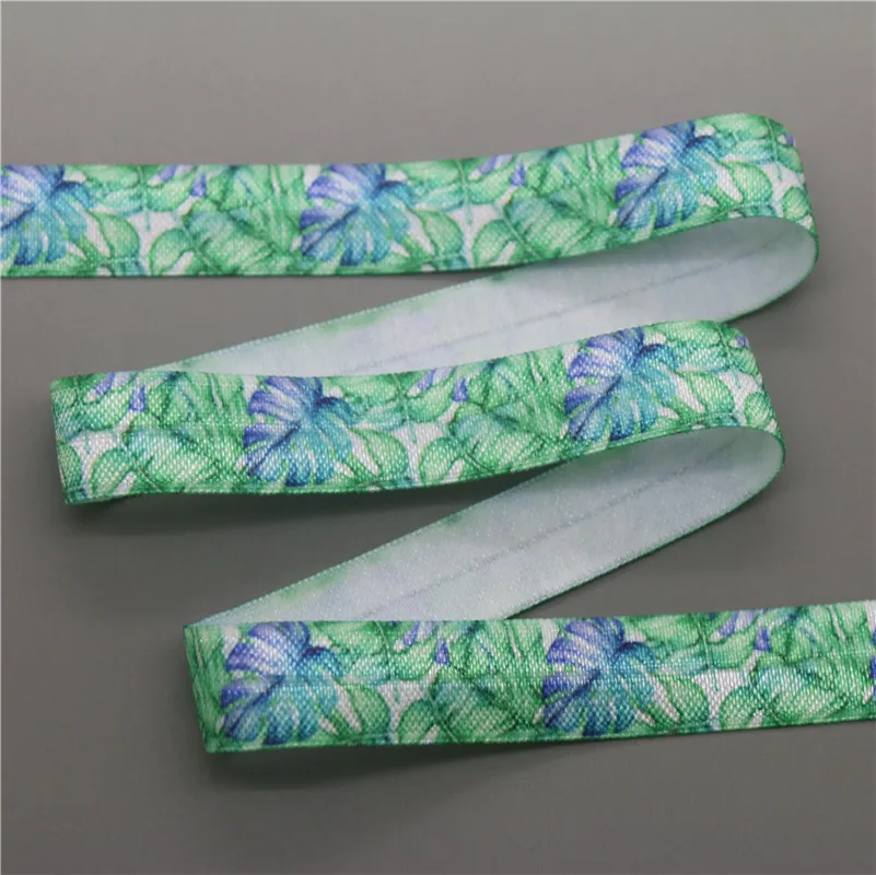 DHK 5/8'' 10yards elephant tropical leaf printed Fold Elastic FOE stretch ribbon hairbow headwear headband DIY Wholesale B1702 | Дом и