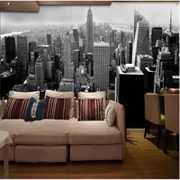 beibehang 3d wall paper simple black architectural style city building in manhattan new york wall mural wallpaper wall paper