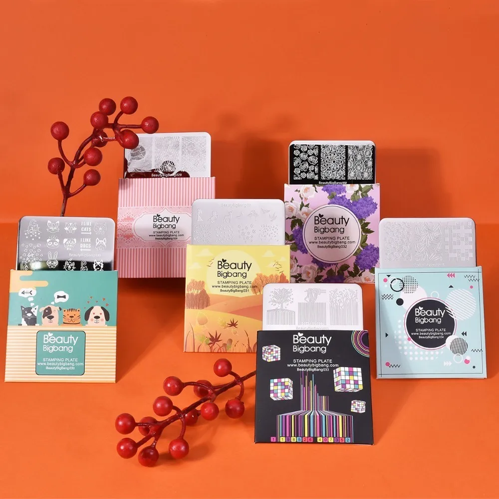 Beautybigbang набор стемпинга 6 шт. различных изображений дождь река Единорог нержавеющая сталь дизайн ногтей штамп пластины Трафарет Шаблон