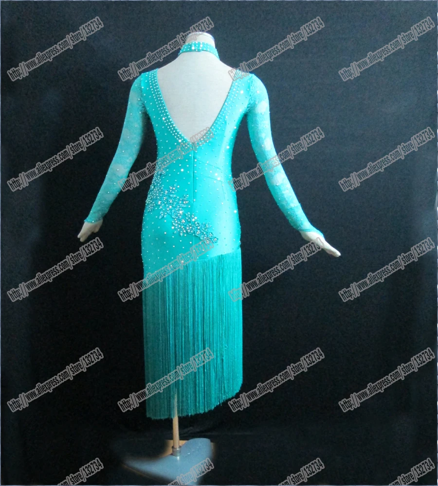 

Wholesale- Ballroom Latin Competition Dance Dress,Latin Performing Dress,Latin peacock Latin Dress Costume L-0003