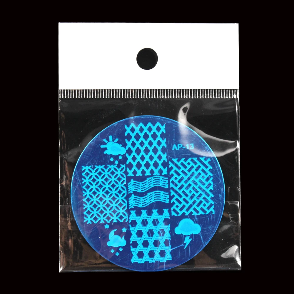 Pandox AP13 Grid Patterns Nail Art Stamp Template Image Plate Stamping Plates Templates Disk Stencil |