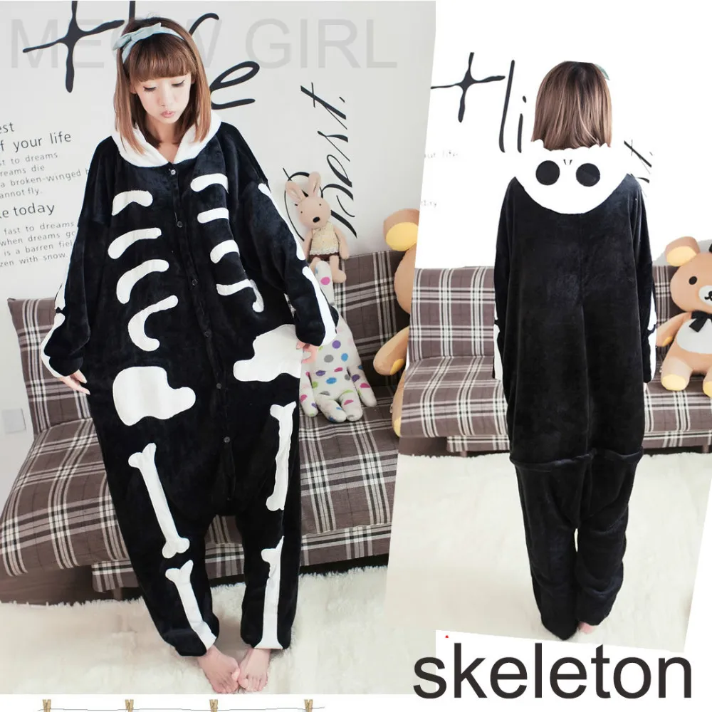 Прохладный скелет Пижама с рисунком из Аниме Onesie Косплэй костюм в стиле унисекс