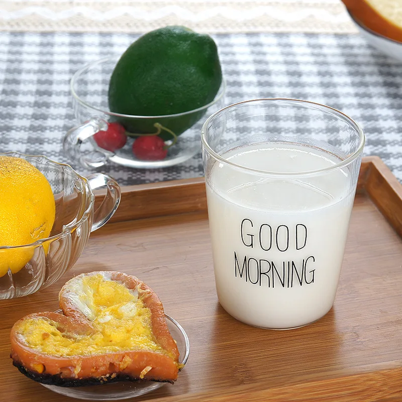 Чашка для завтрака доброе утро стекло утренняя чашка кружка молока из