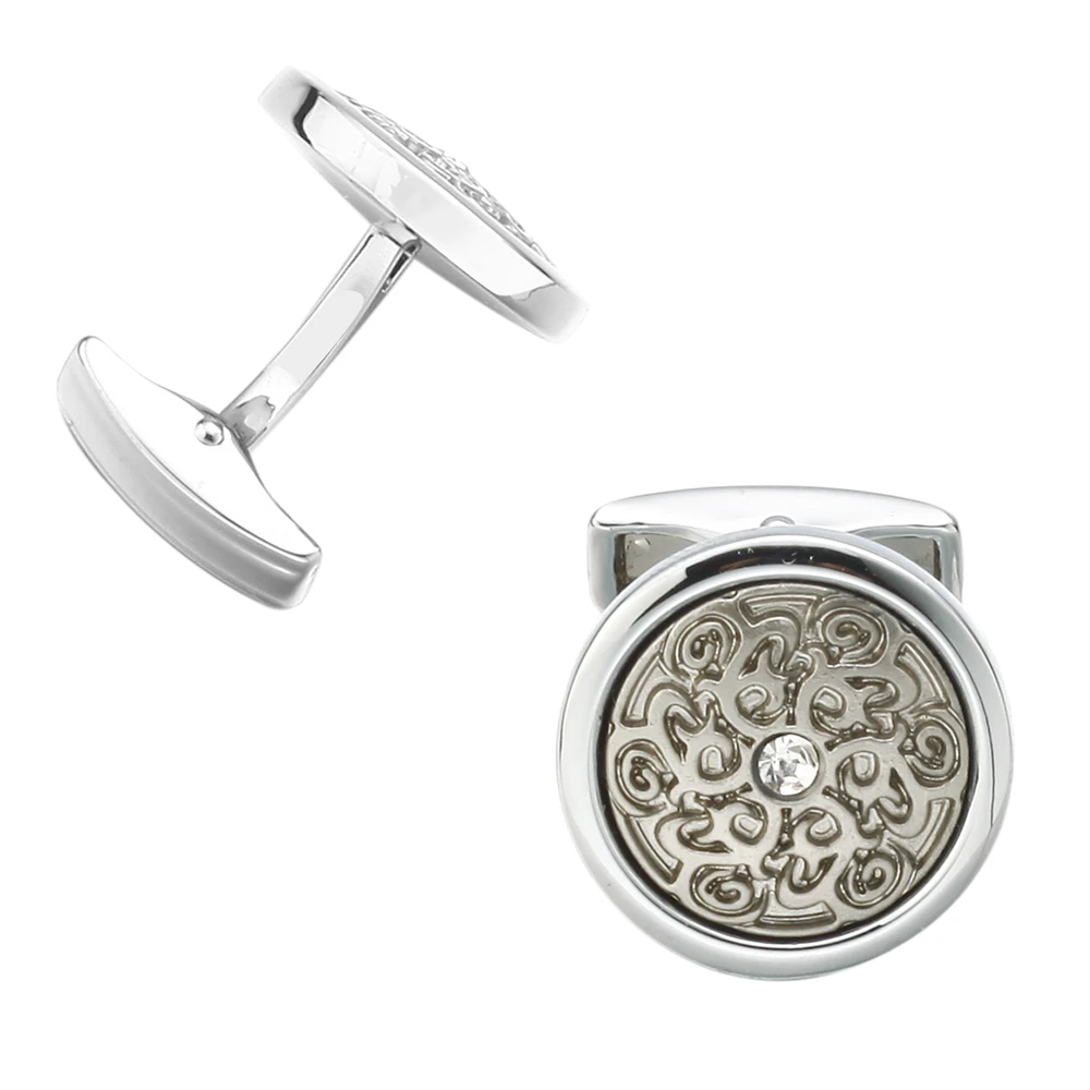 MMS дворец Кристалл Резные круглые запонки для мужской рубашки трендовые