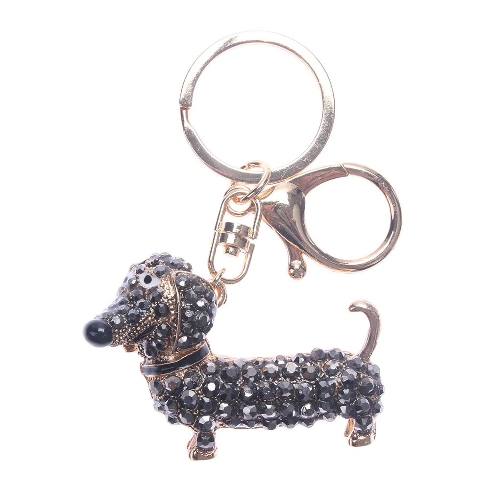 Черный Мода собака брелок для ключей в виде таксы очаровательный кулон для сумки Ключи брелок крепление ювелирные изделия для женщин Девушка подарок брелок ювелирные изделия Новинка - Цвет: Черный