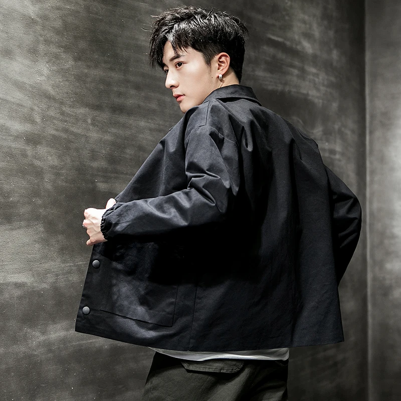 Новинка весны 2019 модная Повседневная тонкая мужская куртка на пуговицах