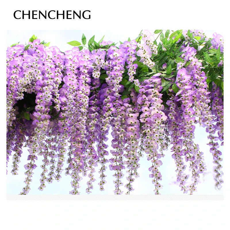 CHENCHENG 12 шт./лот искусственные цветы шелк Глициния искусственный цветок настенный
