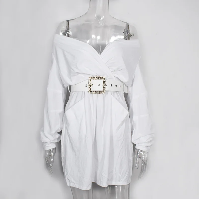 Женское платье рубашка с длинным рукавом и глубоким v образным вырезом