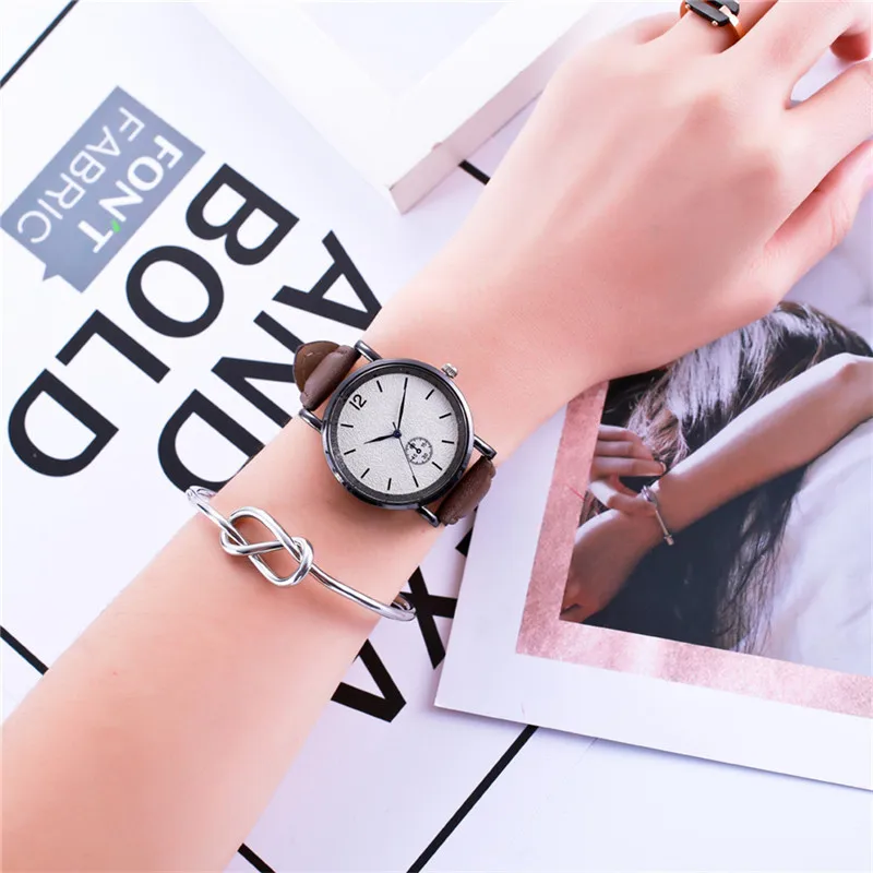 brand new quartz watch women leather strap Korean version of the student couple women's watches with simple | Наручные часы