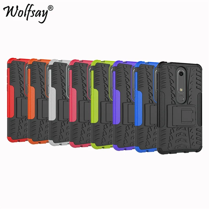 Чехол Wolfsay для Nokia 6 1 2018 чехол из мягкой резины и пластика Kickstand Fundas TA 1043|Бамперы| |