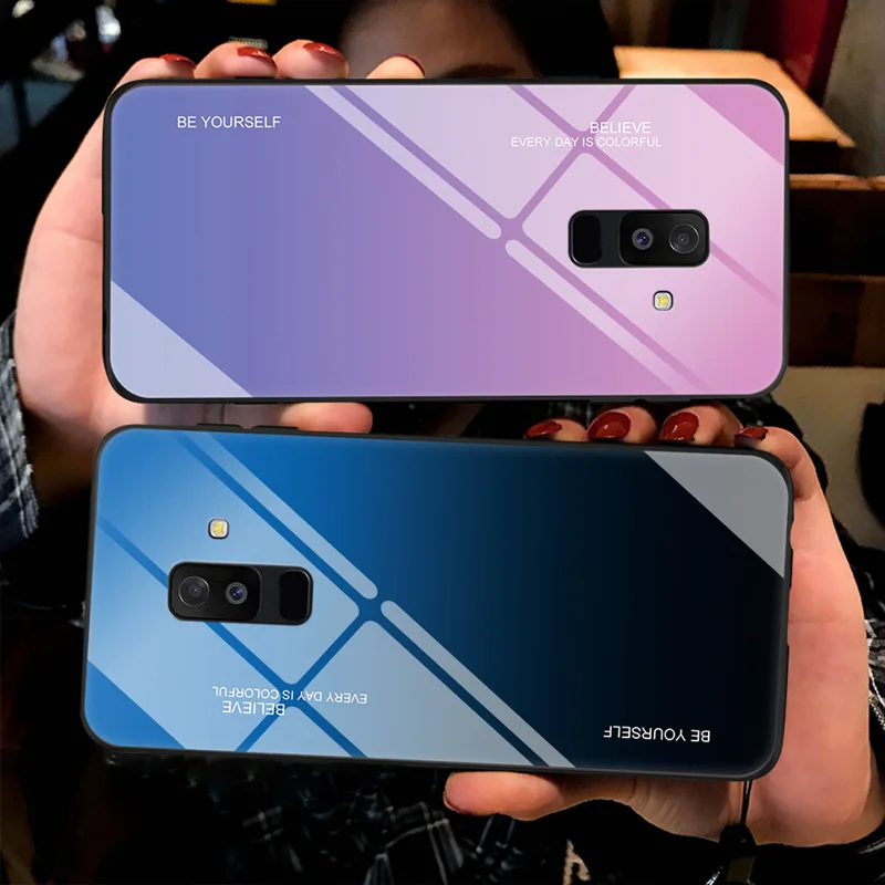 Градиентные чехлы для телефонов из закаленного стекла Samsung Galaxy J4 J6 Plus J2pro 2018 J2 core J5
