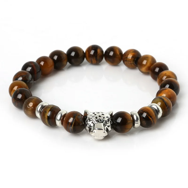 8 мм браслет из натурального камня и с белым говлит Малахит Лава камень Леопард