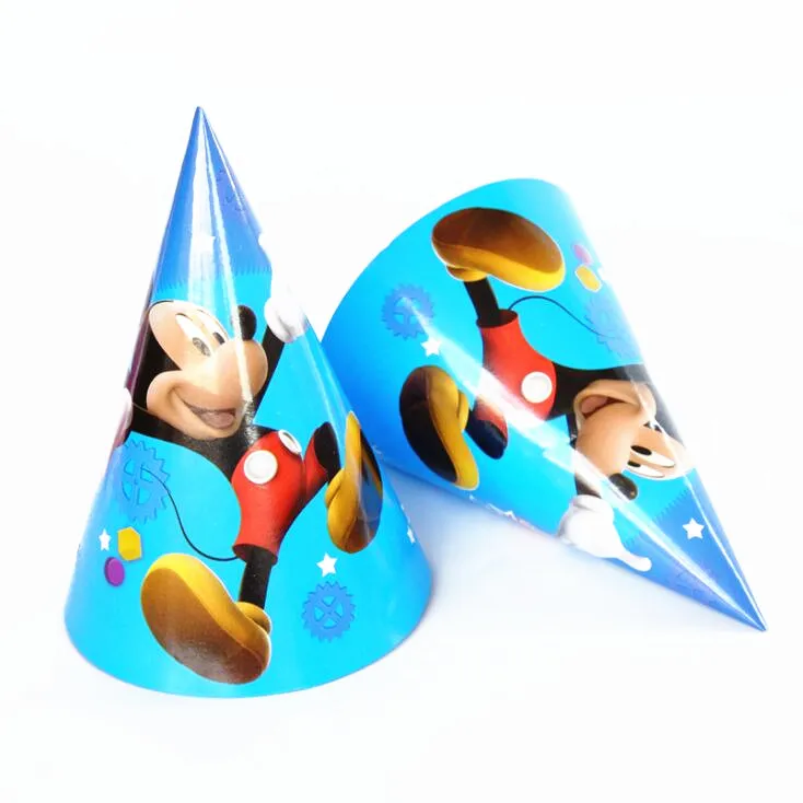 hat 6pcs ChristmasMickey С Днем Рождения Детские вечерние украшения детский душ бумажная тарелка чашка флаг вечерние принадлежности Набор посуды детский душ - Цвет: hat 6pcs