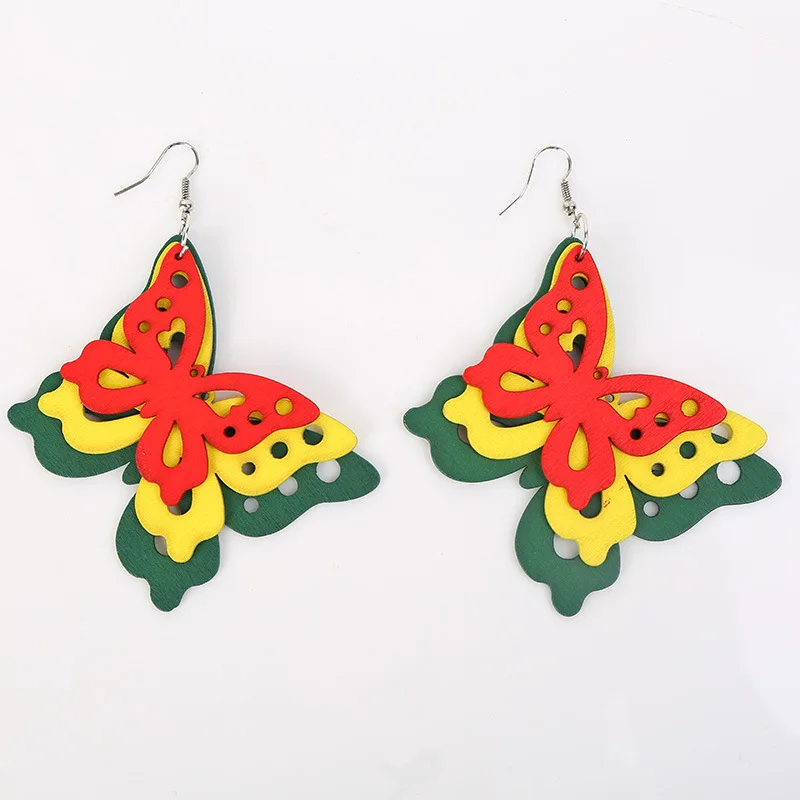 Женские деревянные серьги капельки Heeda изящные Многослойные с бабочками в