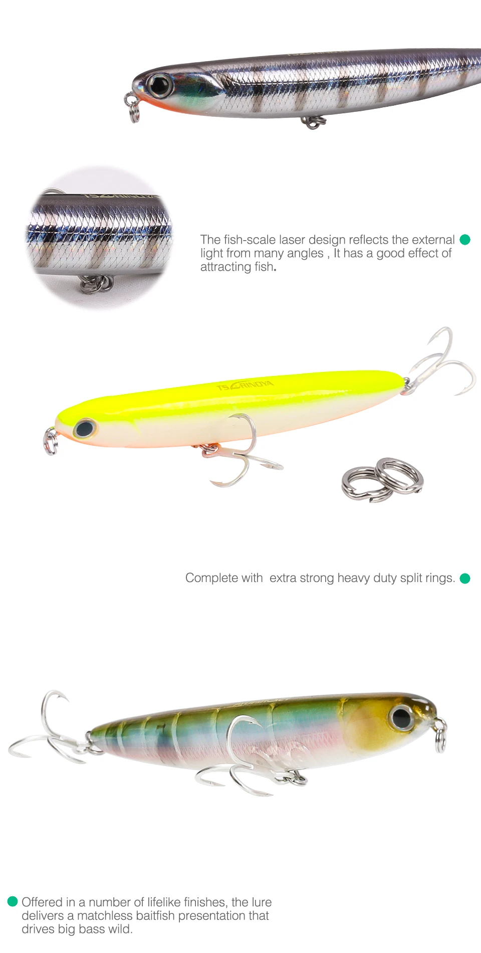 Tsurinoya DW27 110 мм 13 г Topwater карандаш жесткая приманка для рыбалки искусственная приманка со звуковым стальным шариком