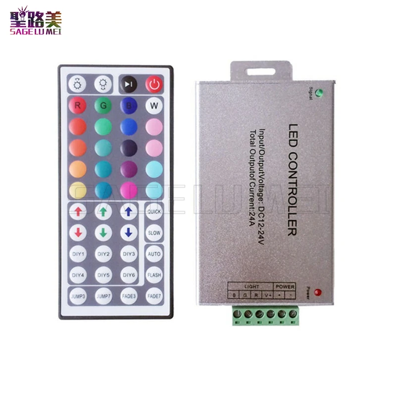Лучшая цена 1 шт. DC12-24V 24A 44Key ИК-пульт RGB LED контроллер Бесплатная доставка 5050