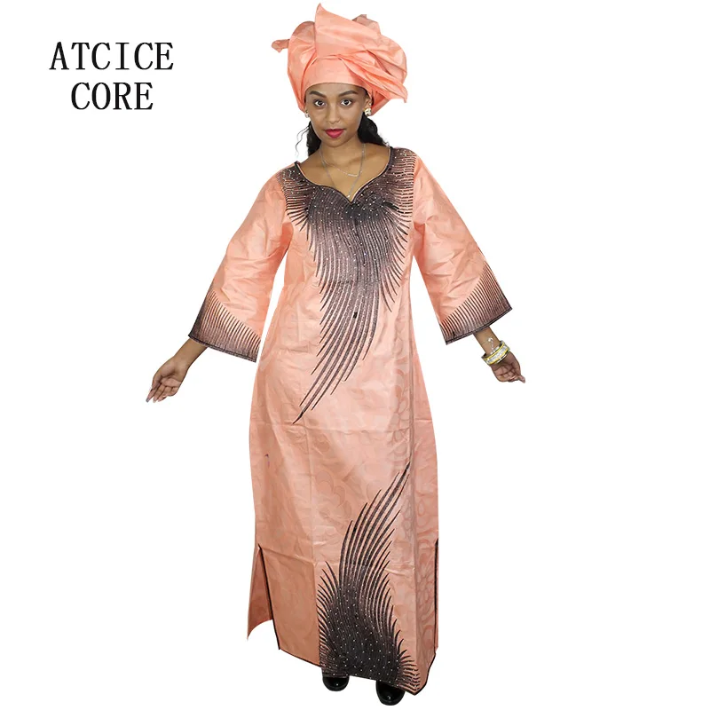 Длинное платье с шарфом LA098 # вышивкой в африканском стиле|african bazin riche dresses|bazin