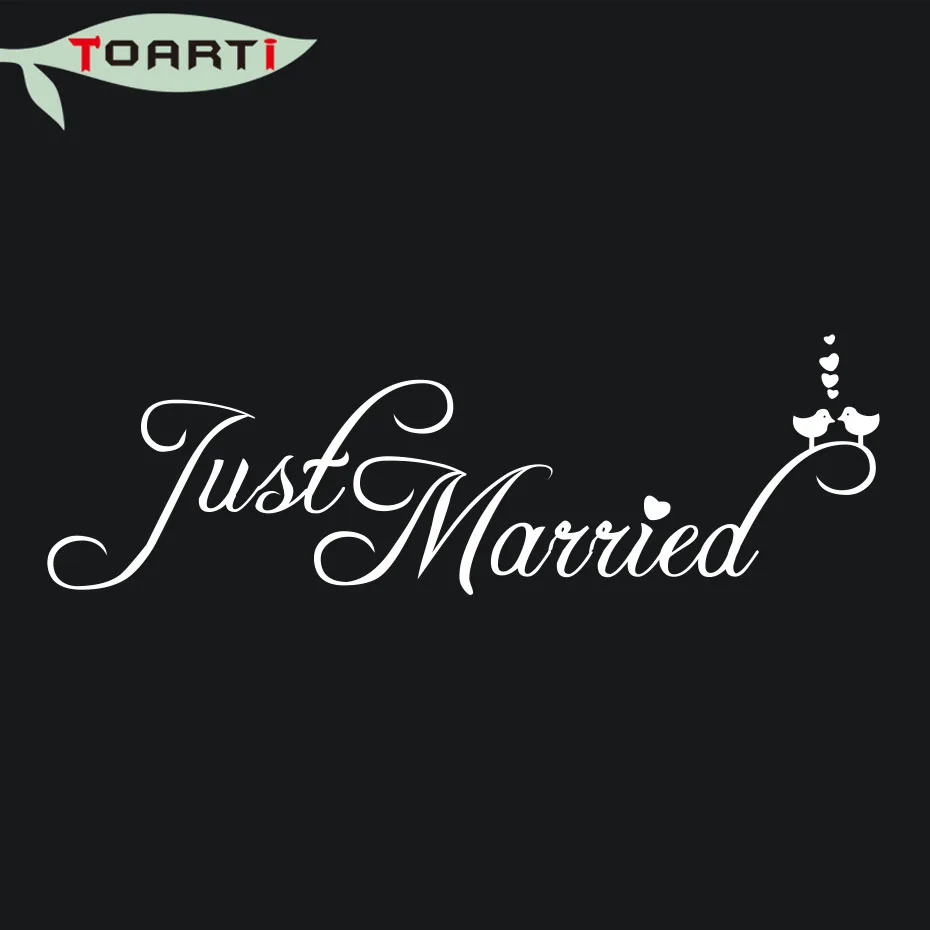58*18CM Just Married Birds Car Stickers Vinyl Adhesive Removable Window Styling Waterproof Decals | Автомобили и мотоциклы