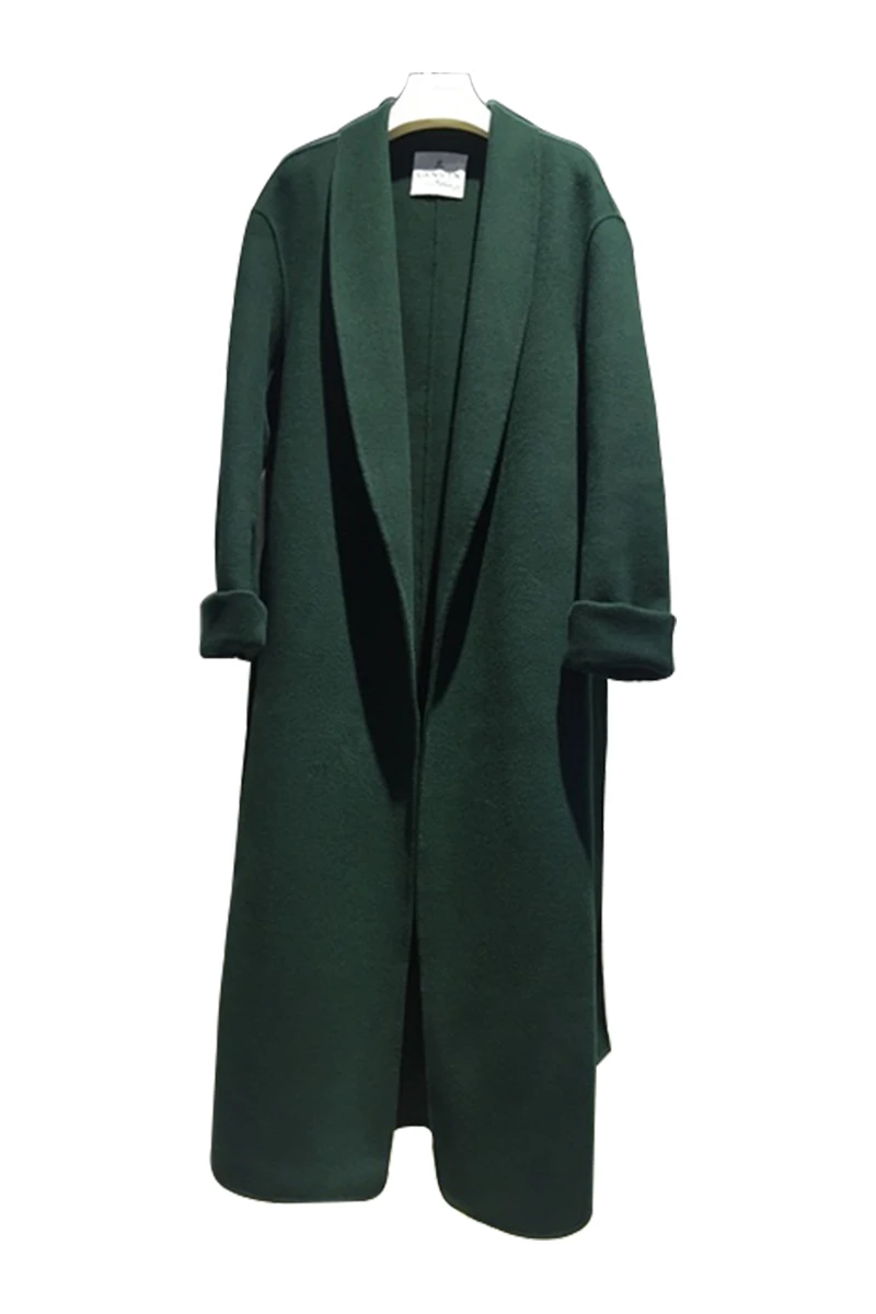Arlenesain длинное темно зеленое пальто с двойной шерстяной отделкой на заказ|long coat|long