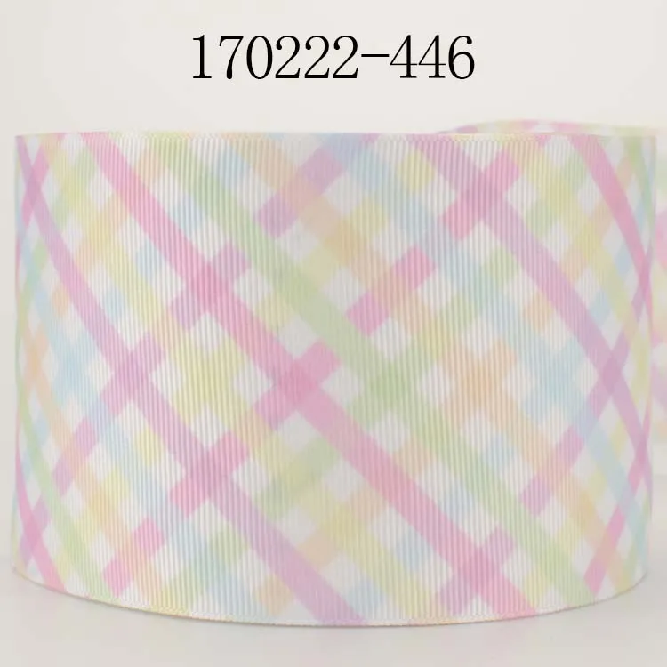 

free shipping 3"75mm color wave ribbon grid pattern printed grosgrain ribbons