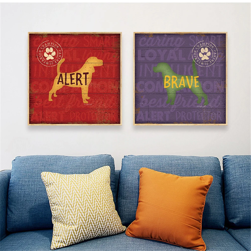 Плакаты Винтаж подвесное настенное искусство с собакой в стиле ретро холсты для