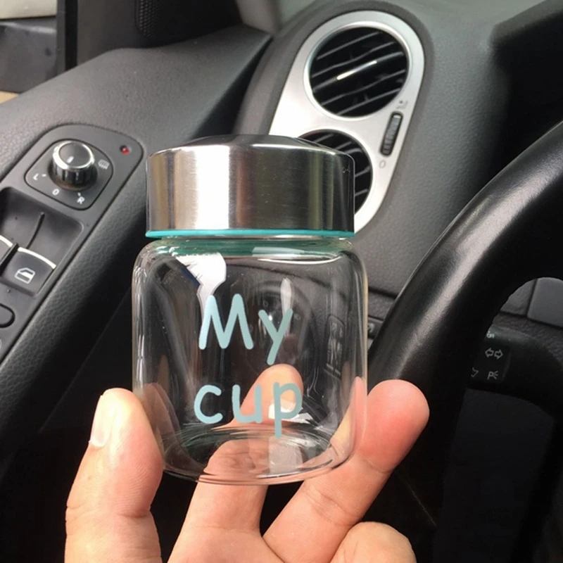 Миниатюрная стеклянная бутылка для воды 150 мл термостойкая из боросиликатного