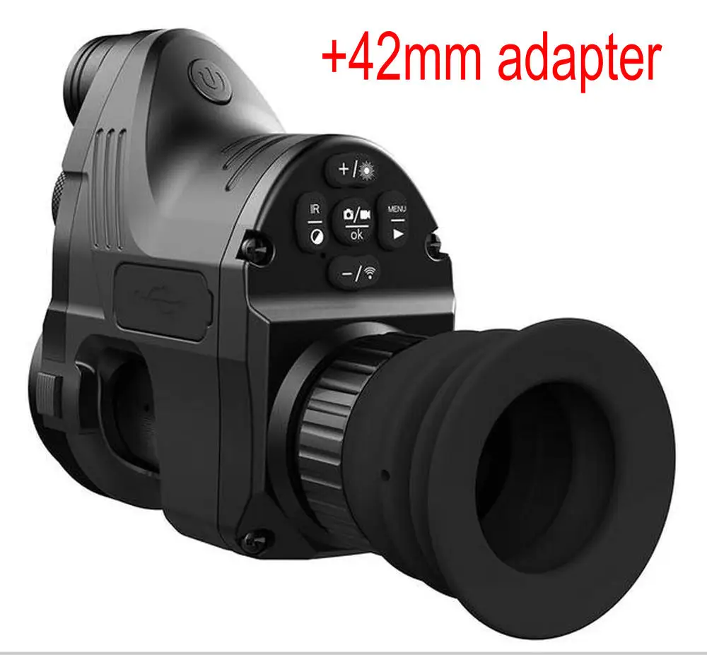 Оптическая система ночного видения Монокуляр для Riflescope w/Wifi APP 200M Range NV Scope 850nm IR взгляд ночного видения охотничья цифровая камера - Цвет: with 42mm adapter