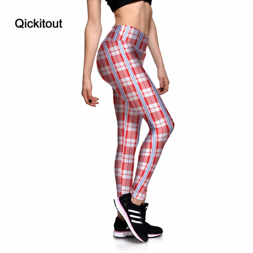 Qickitout леггинсы 2016 новые модные красные полосы линии 3D печать женские брюки с