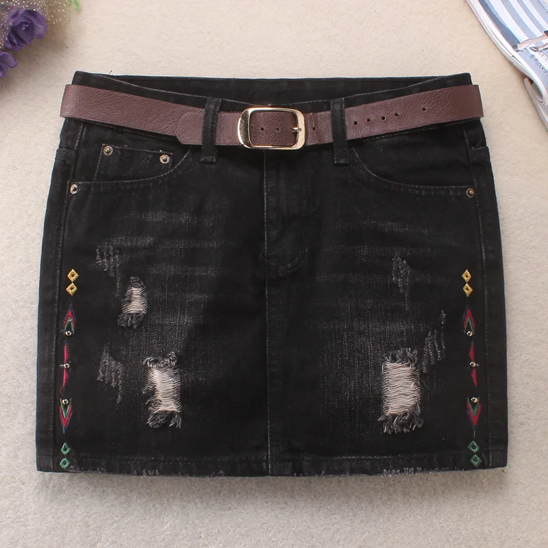 Женская джинсовая мини-юбка с завышенной талией и карманами | одежда