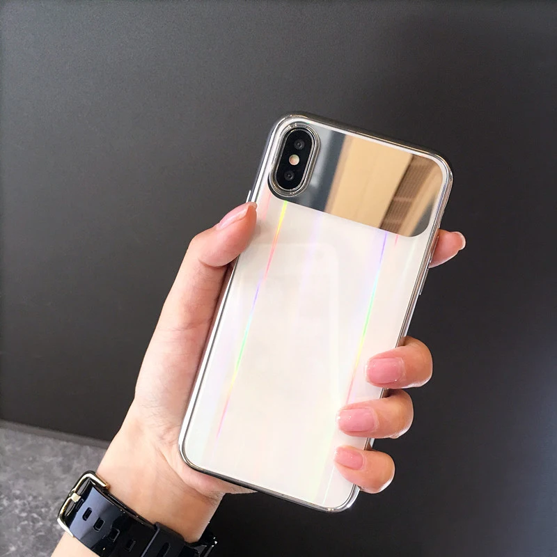 GlamPhone чехол, роскошный зеркальный чехол для телефона для iphone 8 X, крутой лазерный блестящий чехол для iphone X 7, 6, 6S Plus, Жесткий Чехол на заднюю панель, чехол s