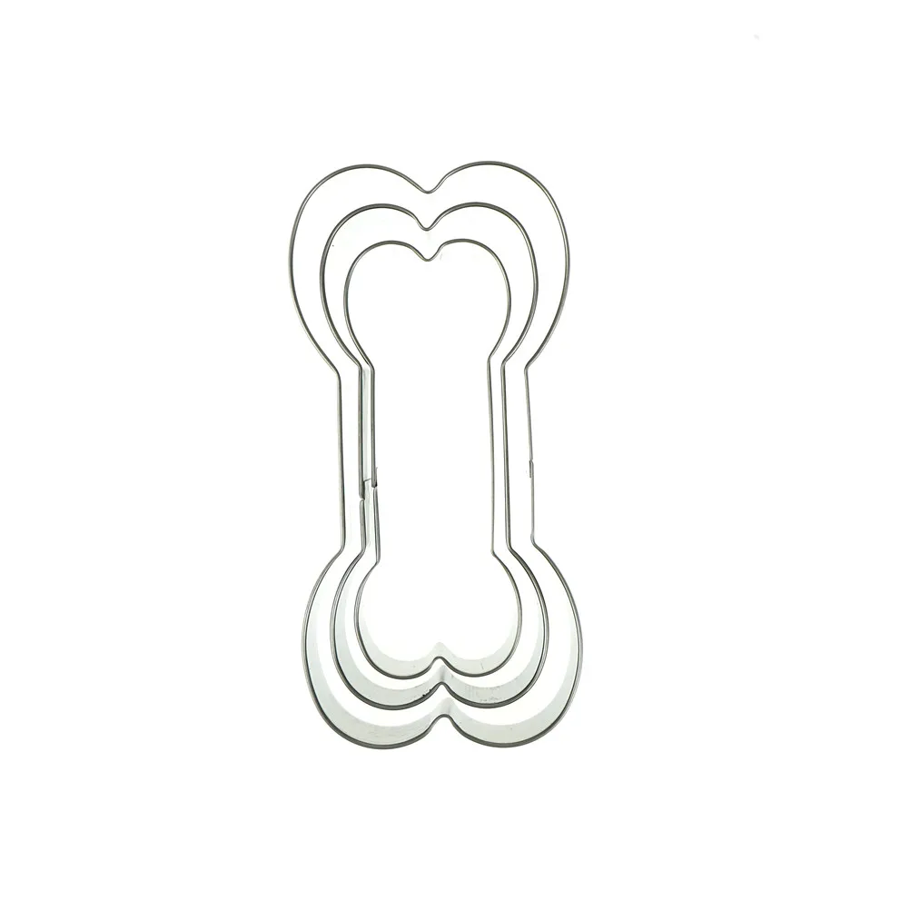 DIY bake Cake Mold 3pcs Dog Bone Shaped Stainless Steel Cookie Cutter Set Pastry Biscuit Mould Stamps | Дом и сад