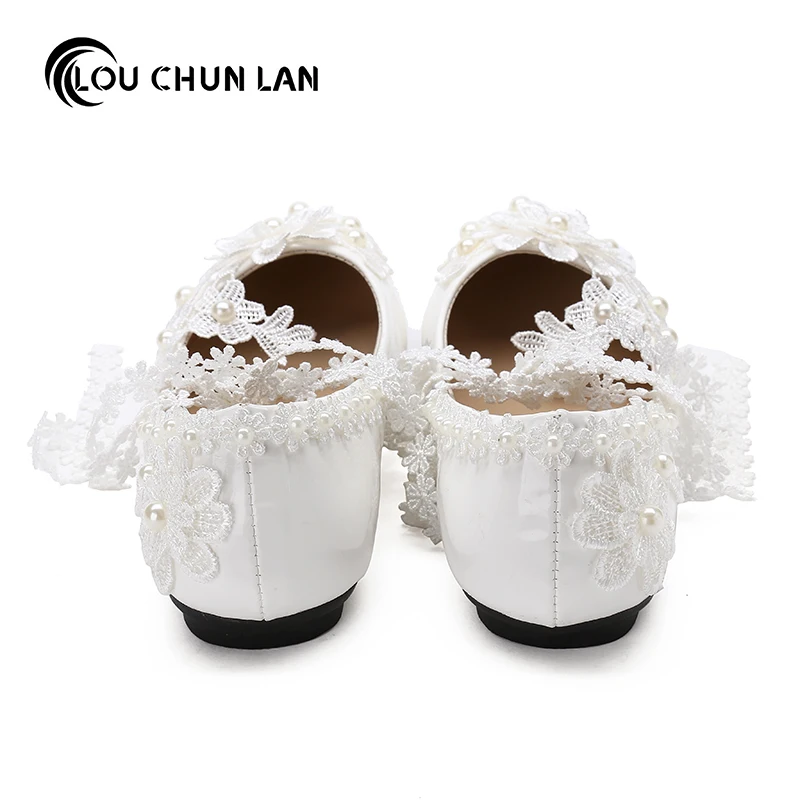 Взрослые Туфли Без каблука белый цвет на шнуровке платье подружки невесты обувь